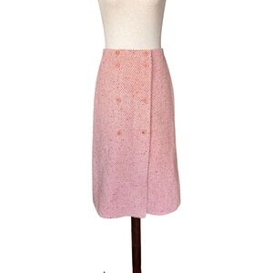 Vintage 70s Courreges Pink Tweed Wool Skirt Medium